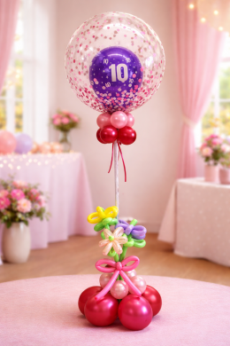 Konfettiballon mit Blumenstrauß